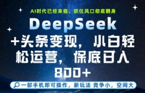 DeepSeek+头条变现,保姆级教学,小白轻松上手,日入8张+【揭秘】-虚拟资源库