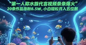 第一人称水族代言视频条条爆火,20条作品涨粉8.5W,小白轻松月入五位数-虚拟资源库