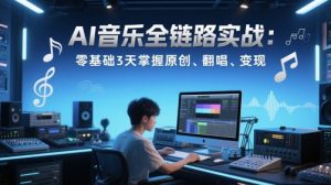 AI音乐全链路实战变现课:零基础3天掌握原创、翻唱、变现-虚拟资源库