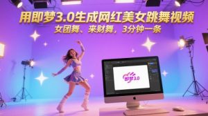 用即梦3.0生成网红美女跳舞视频,女团舞、来财舞,3分钟一条-虚拟资源库