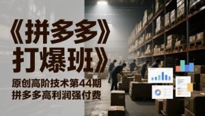 《拼多多打爆班》原创高阶技术第44期,拼多多高利润强付费-虚拟资源库