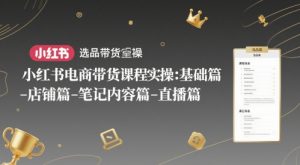小红书电商带货课程实操:基础篇-选品篇-店铺篇-笔记内容篇-直播篇-虚拟资源库