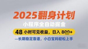 2025翻身计划小程序全自动掘金,48小时可见收益,日入多张+,长期稳定靠谱,小白宝妈轻松上手【揭秘】-虚拟资源库