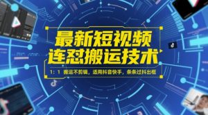 最新短视频连怼搬运技术 1:1搬运不剪辑,适用抖音快手,条条过抖出框-虚拟资源库