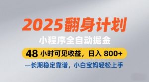 2025翻身计划，小程序全自动掘金，48小时可见收益，日入8张+，长期稳定靠谱，小白宝妈轻松上手【揭秘】-虚拟资源库
