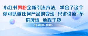 小红书男粉引流 学会了这个变现很容易,不讲废话全程针对男人的打法 全程干货-虚拟资源库