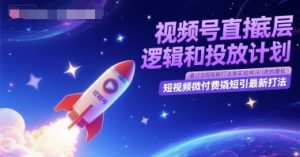 视频号直播底层逻辑和投放计划，短视频微付费撬短引最新打法-虚拟资源库