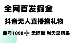 全网首发掘金抖音无人直播撸礼物,单号1k +无脑撸,当天拿结果【揭秘】-虚拟资源库