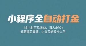 小程序全自动打金,48小时可见收益,日入多张,长期稳定靠谱,小白宝妈轻松上手【揭秘】-虚拟资源库