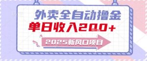 2025新风口外卖全自动撸金，单日收入2张+【揭秘】-虚拟资源库