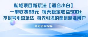 私域项目新玩法【适合小白】 一单收费88.每天稳定收益几张-虚拟资源库