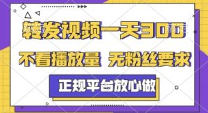 转发视频一天3张+,正规平台放心做,不看播放量,无粉丝要求,随时随地挣收益【揭秘】-虚拟资源库