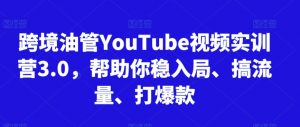 跨境油管YouTube视频实训营3.0,帮助你稳入局、搞流量、打爆款(更新2025)-虚拟资源库