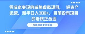 零成本变现的咸鱼虚拟项目， 轻资产运营，新手日入3张+，目前没有项目的老铁正合适-虚拟资源库