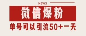 微信爆粉，私域暴力引流打法日引千粉 单号日进50+【揭秘】-虚拟资源库