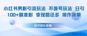 小红书男粉引流玩法不废号玩法日引100男粉变现路径多操作简单-虚拟资源库