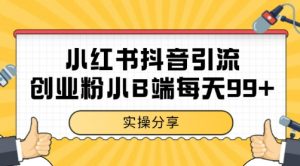 小红书抖音创业粉,小B端粉自热 日引99+的一个玩法【揭秘】-虚拟资源库