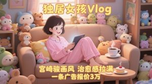 单个账号涨粉71W!用AI制作独居女孩Vlog,宫崎骏画风,治愈感拉满,一条广告报价3W-虚拟资源库