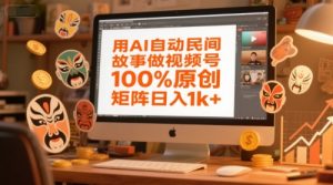 用AI自动民间故事做视频号,100%原创,矩阵日入1k+-虚拟资源库