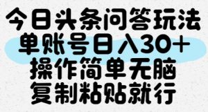 今日头条问答玩法,单账号日入30+,操作简单无脑复制粘贴就行-虚拟资源库
