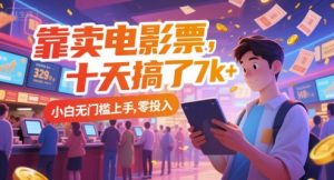 靠卖电影票,十天搞了7k+,小白无门槛上手,零投入【揭秘】-虚拟资源库