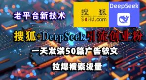 搜狐+DeepSeek引流创业粉,老平台新技术,一天发满50篇广告软文,拉爆搜索流量-虚拟资源库