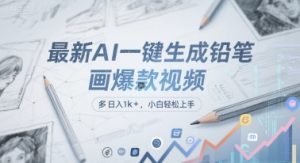 最新AI一键生成铅笔画爆款视频，多平台分发，日 入1k+，小白轻松上手【揭秘】-虚拟资源库