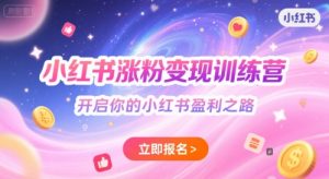 小红书涨粉变现训练营,开启你的小红书盈利之路-虚拟资源库
