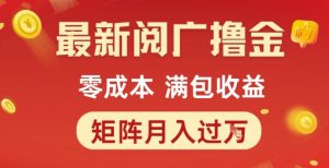 最新阅广撸金项目，零成本满包收益，可矩阵操作，月入过1W【揭秘】-虚拟资源库