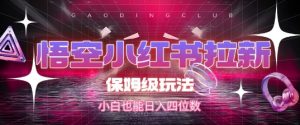 悟空小红书拉新,保姆级玩法,小白也能日入四位数-虚拟资源库