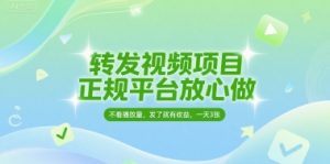 转发视频项目,正规平台放心做,不看播放量,无粉丝要求,发了就有收益,一天3张【揭秘】-虚拟资源库