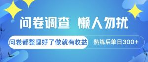 问卷调查，懒人勿扰，问卷都整理好了单价不等，做就有收益，熟练后单日3张【揭秘】-虚拟资源库