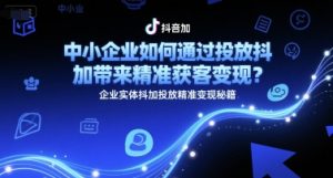 中小企业如何通过投放抖加带来精准获客变现?企业实体抖加投放精准变现秘籍-虚拟资源库