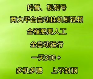 抖音视频号两大平台自动运行,全程脱离人工,自动获取收益,一天3张+,多机多挣,上不封顶【揭秘】-虚拟资源库