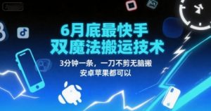 6月底最新快手双魔法搬运技术，3分钟一条，一刀不剪无脑搬，安卓苹果都可以-虚拟资源库