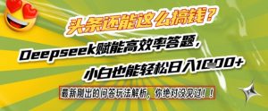 头条还能这么搞钱?最新刚出的问答玩法解析,你绝对没见过!Deepseek赋能高效率答题,小白也能轻松日入1k+-虚拟资源库