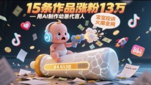 用AI制作幼崽代言人,宝宝的控诉火爆全网,15条作品涨粉13W,单号月入5位数实操教程-虚拟资源库