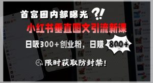 首富圈内部曝光小红书垂直图文引流新课,日吸300+创业粉,日入8张+,限时获取防封禁-虚拟资源库