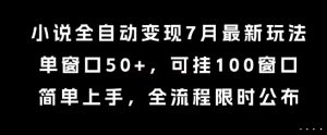 小说全自动变现7月玩法，单窗口50+，可挂100窗口，简单上手，全流程限时公布【揭秘】-虚拟资源库