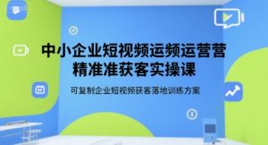 中小企业短视频运营精准获客实操课,可复制企业短视频获客落地训练方案-虚拟资源库