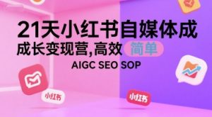 21天小红书自媒体成长变现营,高效 简单 AIGC SEO SOP-虚拟资源库