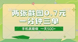 两张截图0.7元,一分钟三单,接单无上限,一部手机就能做,一天5张【揭秘】-虚拟资源库
