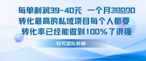 每单利润40一个月7k+转化最高的私域项目，每个人都要的产品转化率已经能做到100%-虚拟资源库