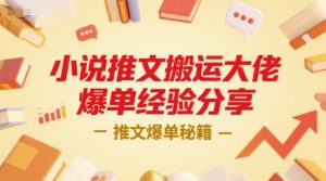 小说推文搬运大佬爆单经验分享，推文爆单秘籍-虚拟资源库