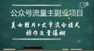 公众号流量主副业项目,美女图片+文章混合模式操作流量爆棚-虚拟资源库