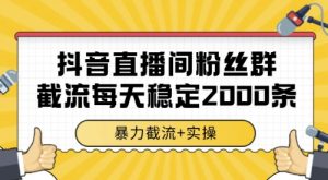 抖音直播间粉丝群截流,稳定采集数据全行业通用 2000条数据一天【揭秘】-虚拟资源库