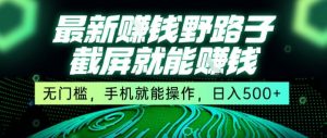 最新野路子截屏就能挣钱，无门槛，手机就能操作，日入5张【揭秘】-虚拟资源库