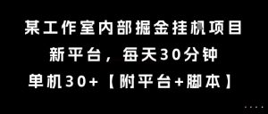 某工作室内部掘金挂G项目，新平台，每天30分钟，单机30+【揭秘】-虚拟资源库