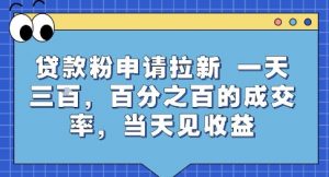贷款粉申请拉新,一天三张,百分之百的成交率,当天见收益【揭秘】-虚拟资源库