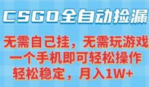 CSGO自动捡漏项目,最新独家玩法,一个手机可操作,新手小白轻松月入1W+,操作简单易上手【揭秘】-虚拟资源库